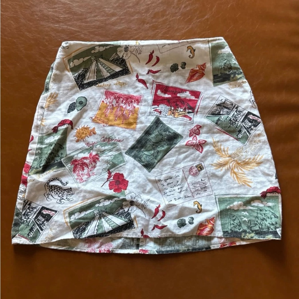 Reformation White Multi-Print Mini Skirt